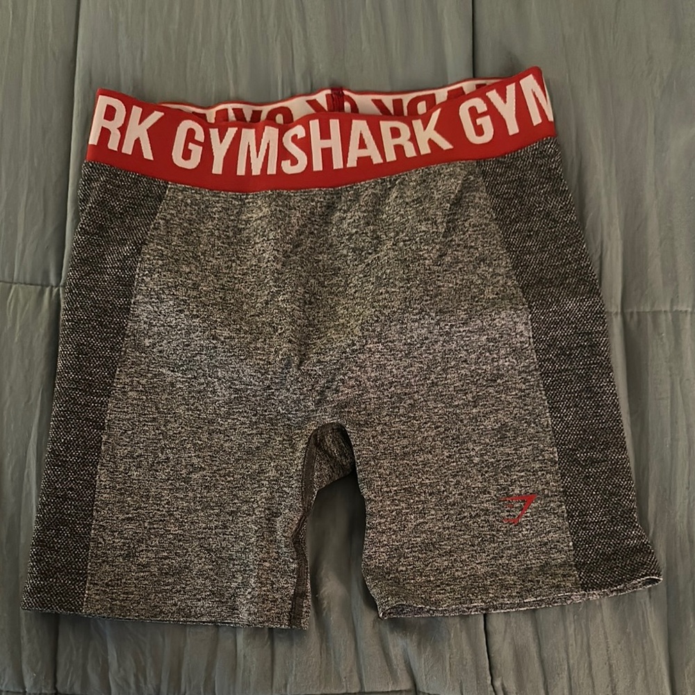 Gymshark Heather Gray Shorts with Red Waistband